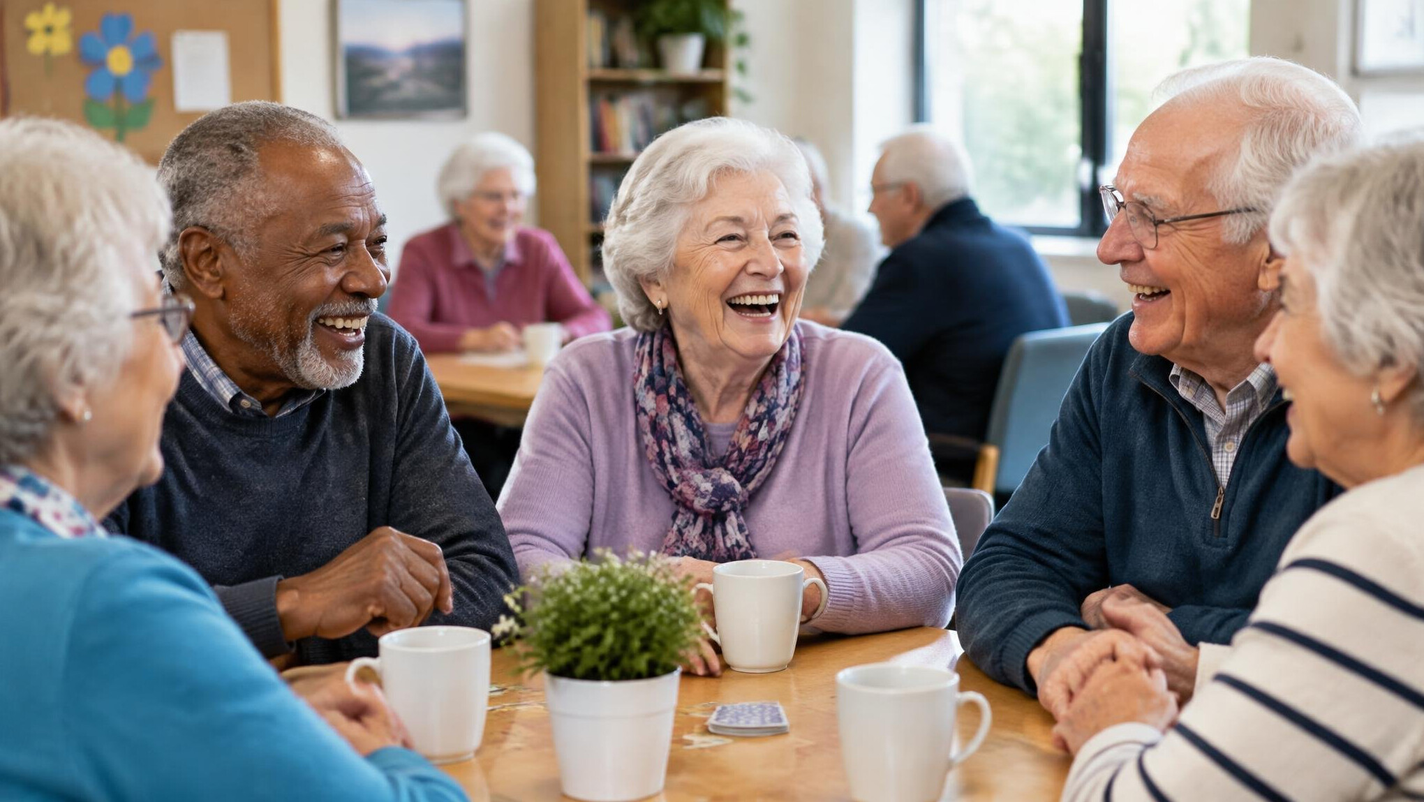 senior friends laughing