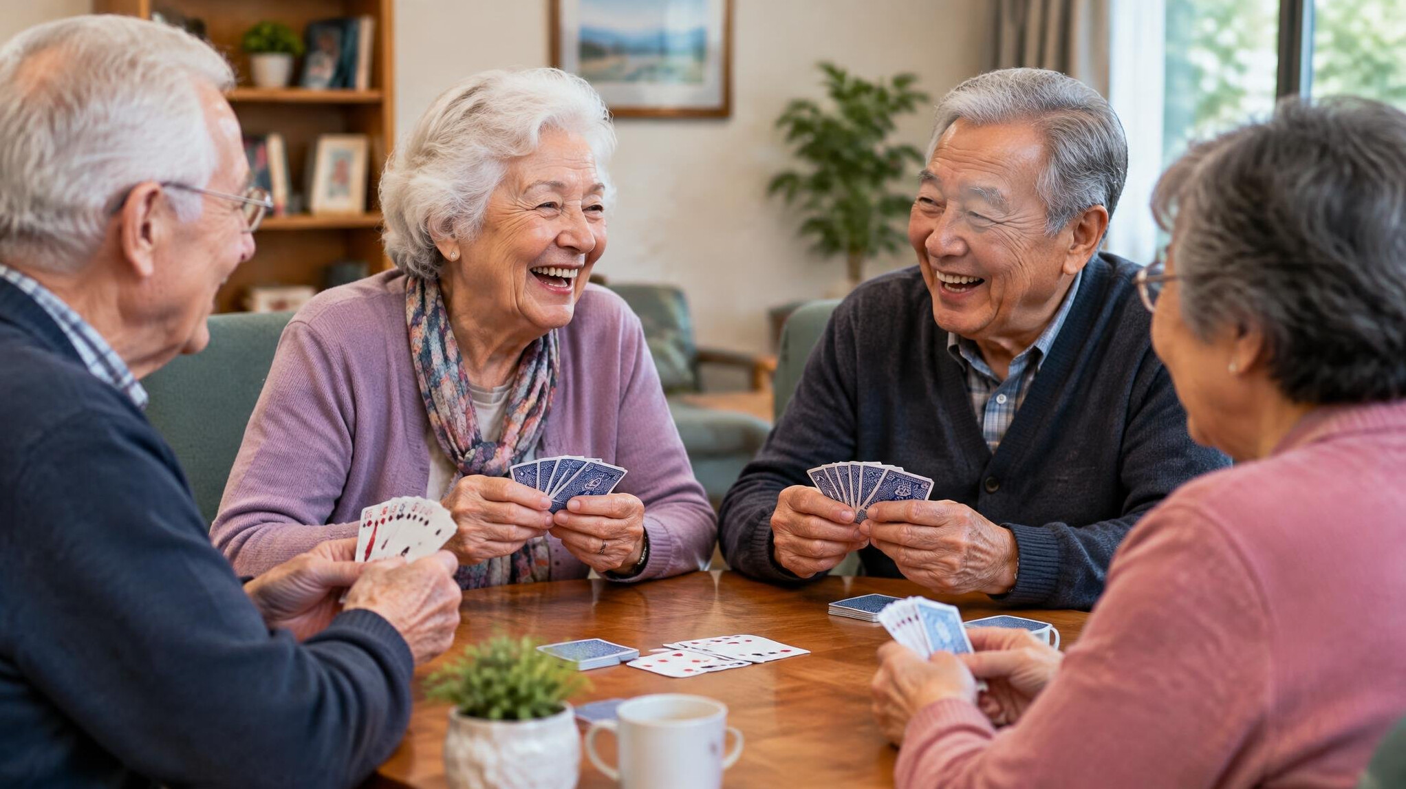 seniors playing cards