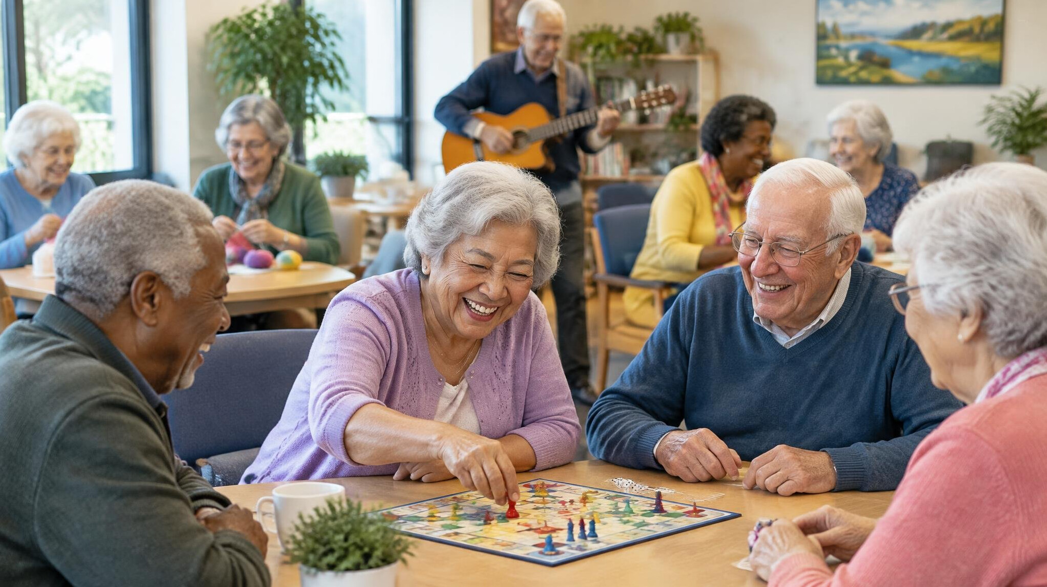 seniors enjoying social activities in community