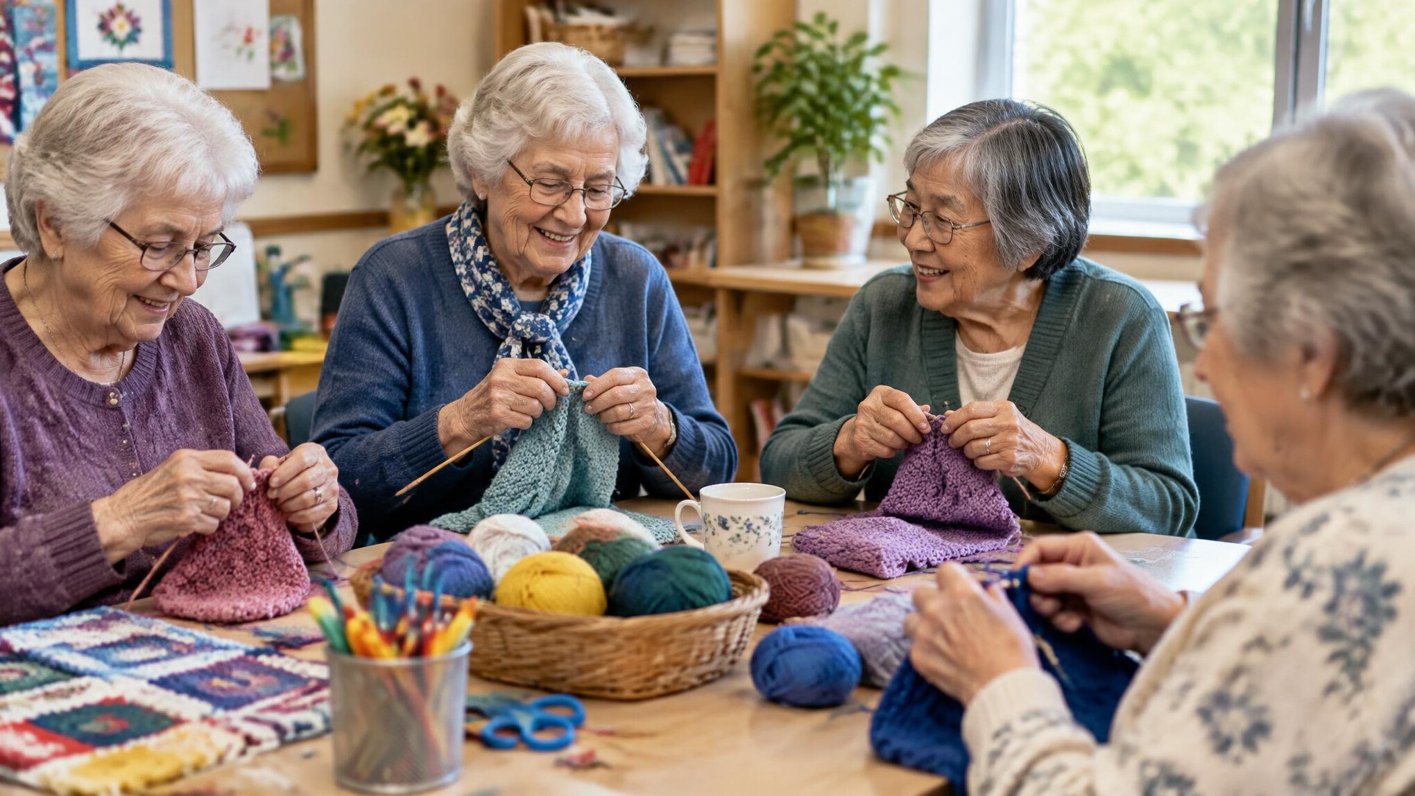 seniors doing crafts together