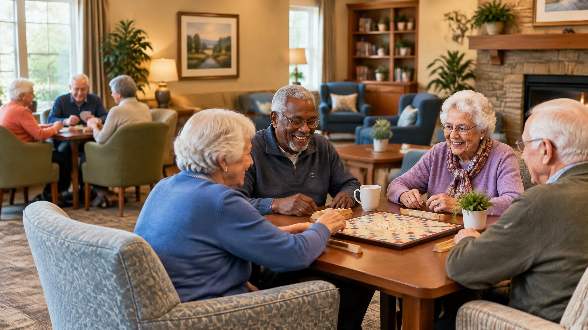 cozy senior lounge with armchairs
