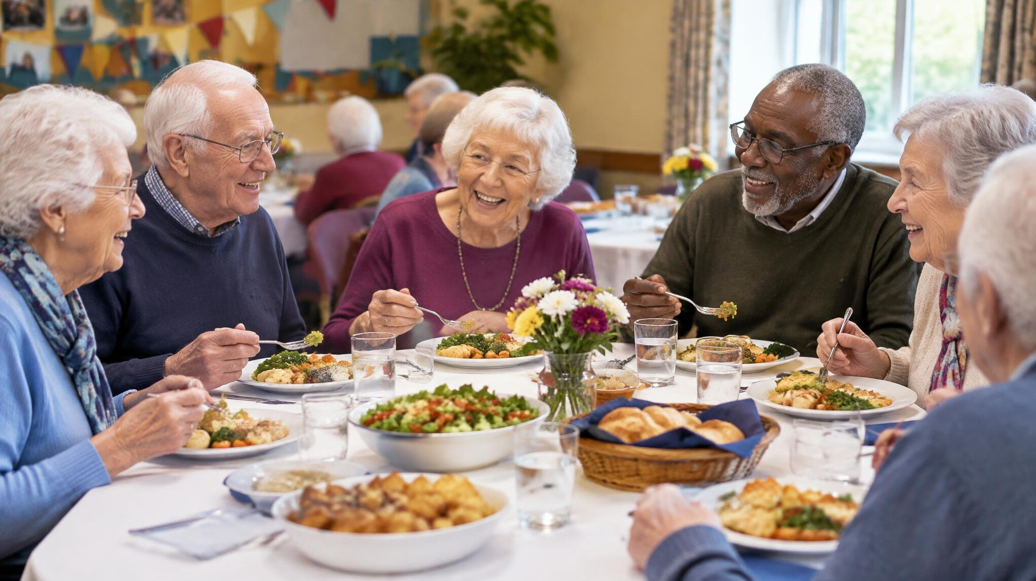 shared meal at senior club