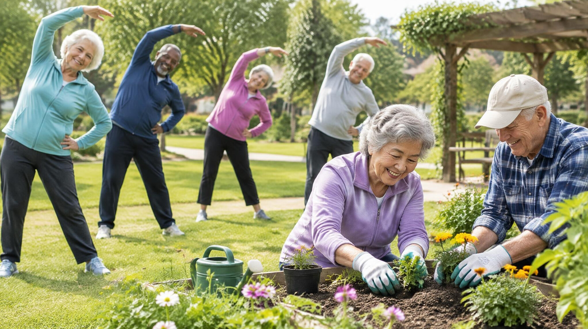 seniors doing gentle exercise
