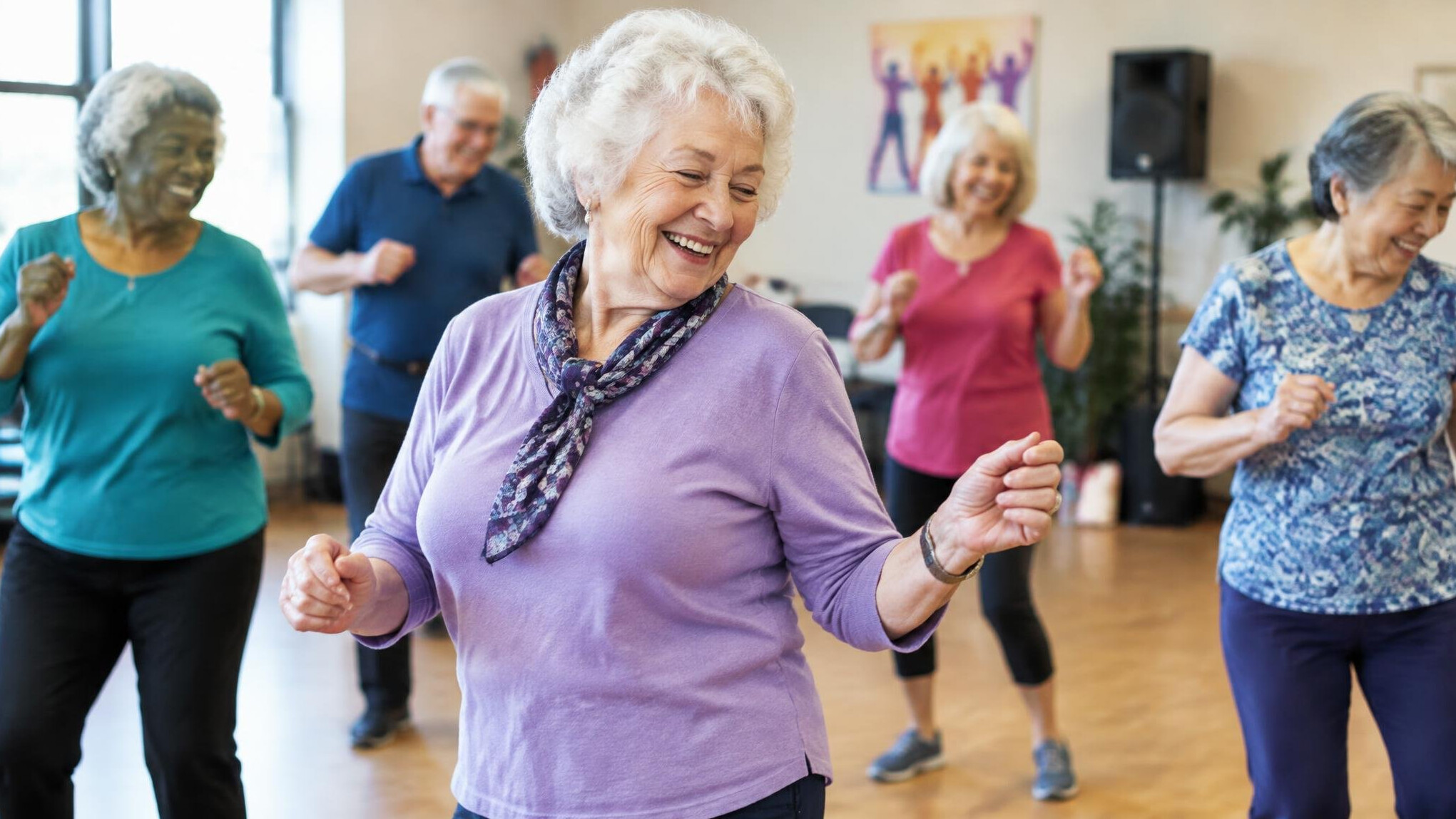 elderly woman dancing