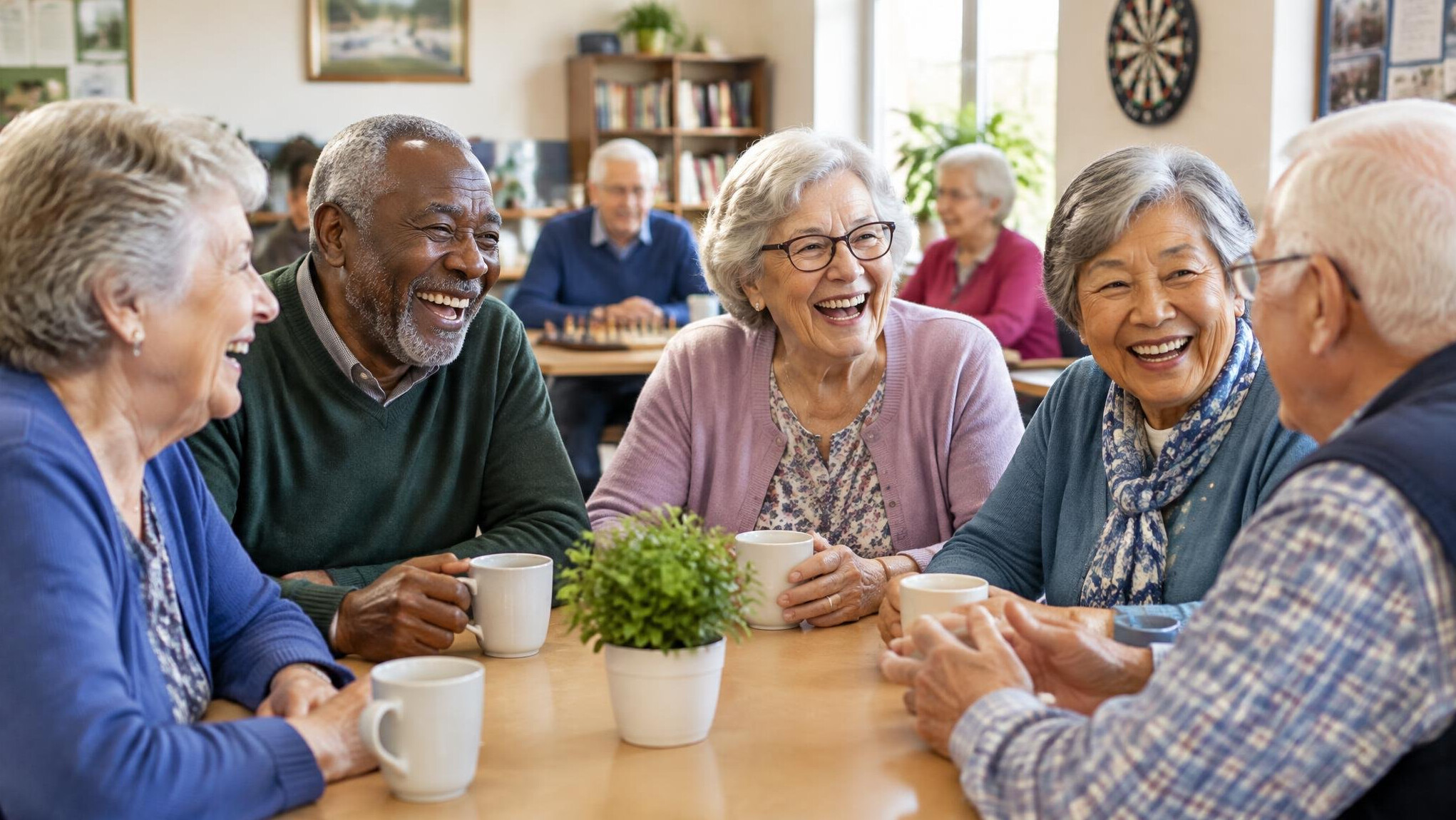 senior friends laughing