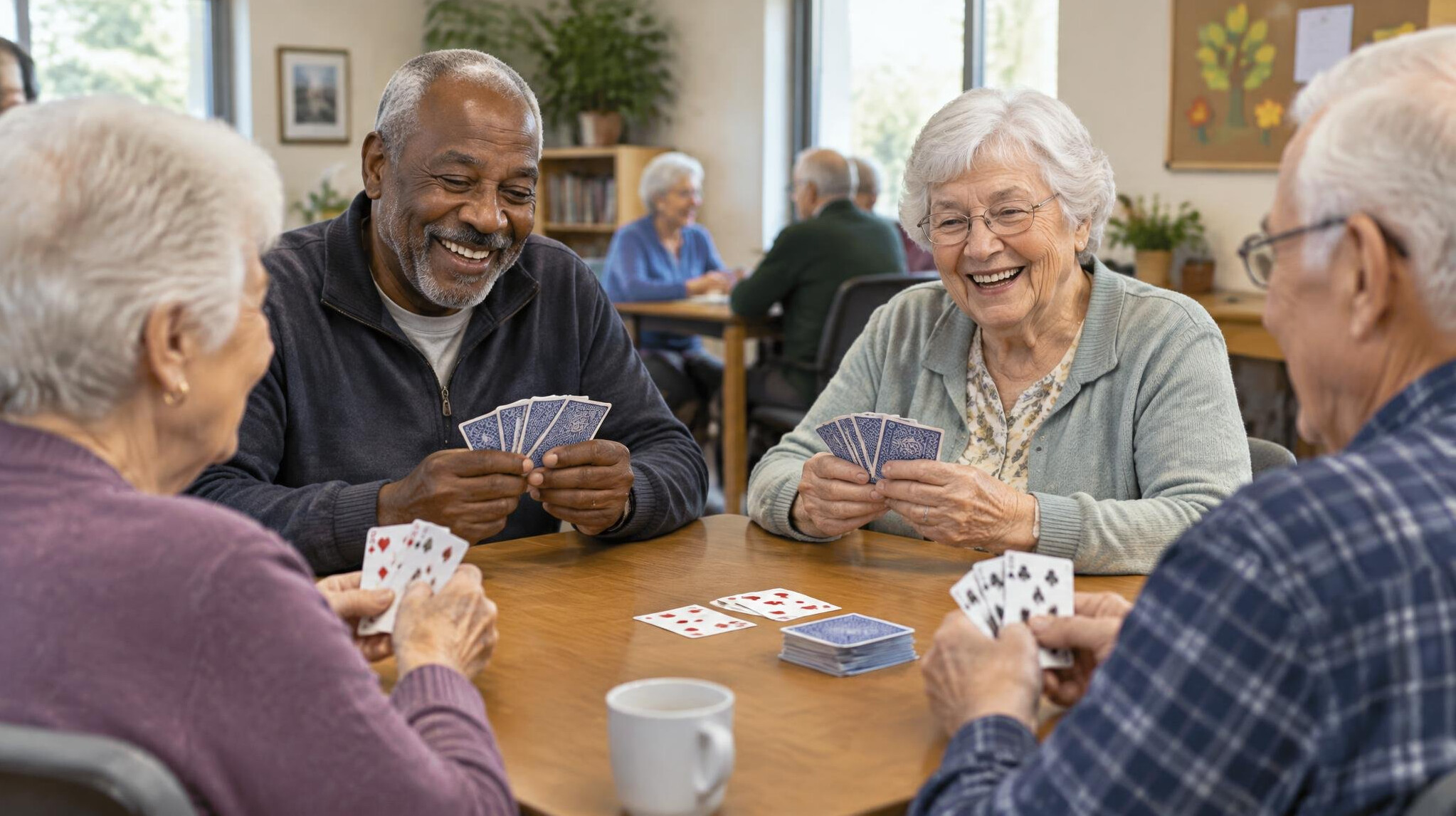 seniors playing cards